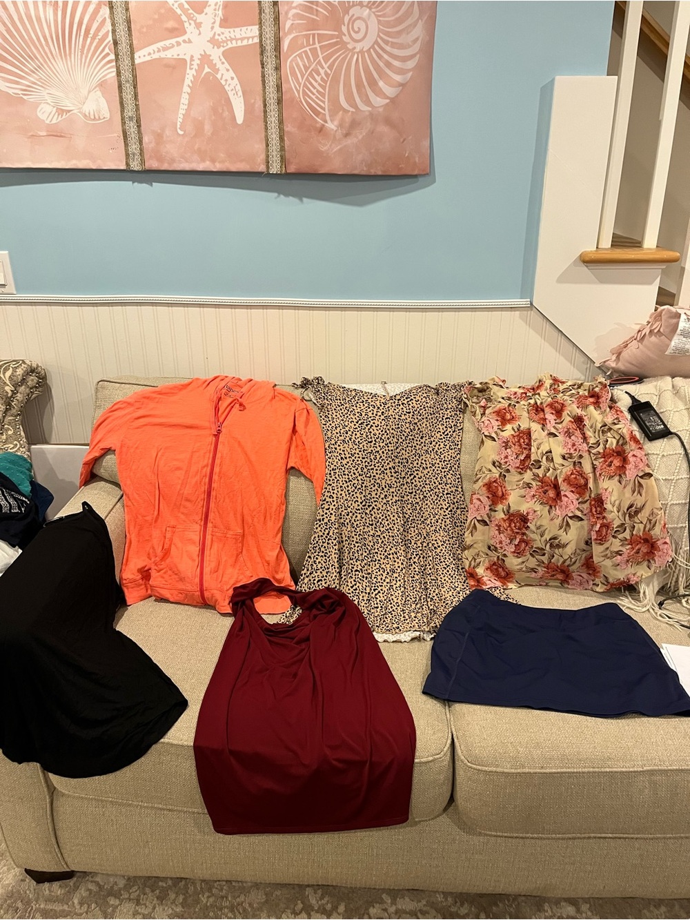 Unbranded Coral Zip-Front Lightweight Hoodie Top and Lot of Clothes